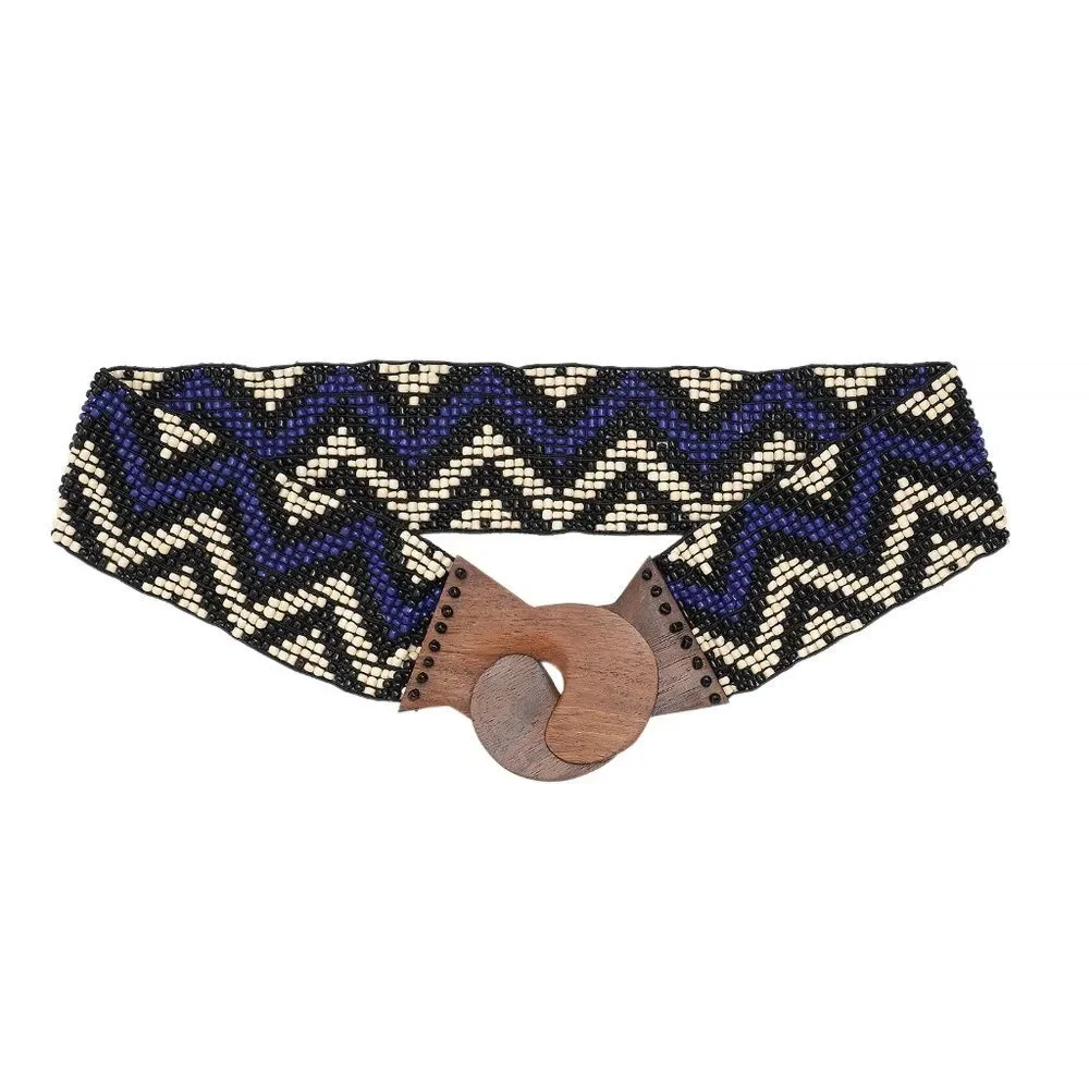 Blue and Black Beaded Belt
